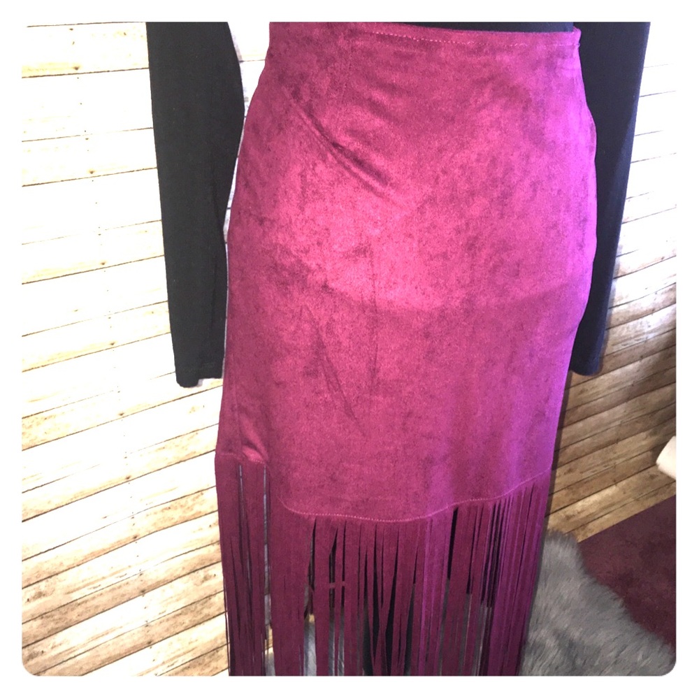 Maroon Fringe skirt